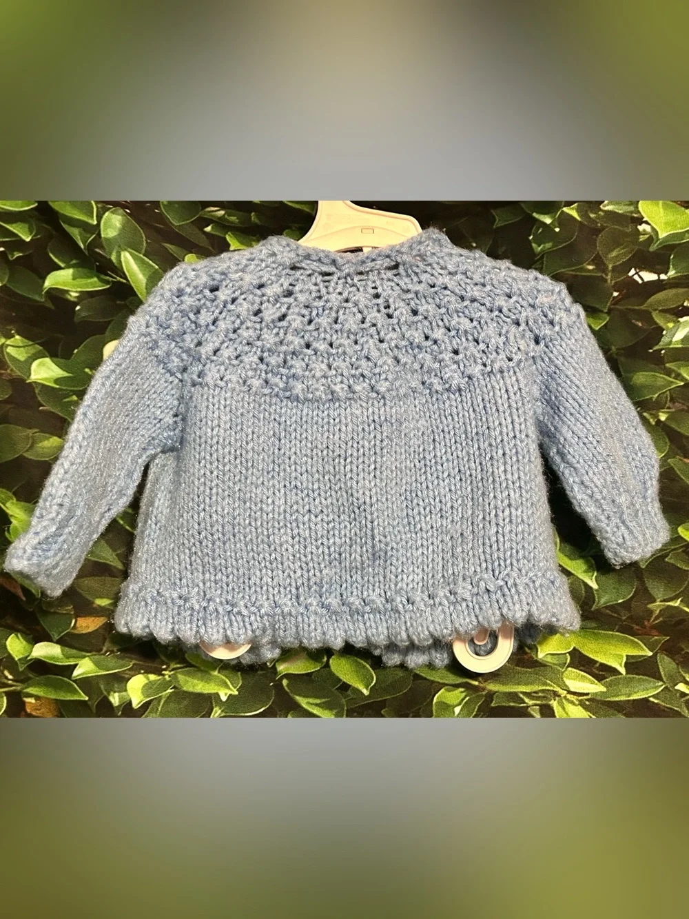 Hand Crocheted Blue Baby Sweater Set Cardigan With 2 Bonnets